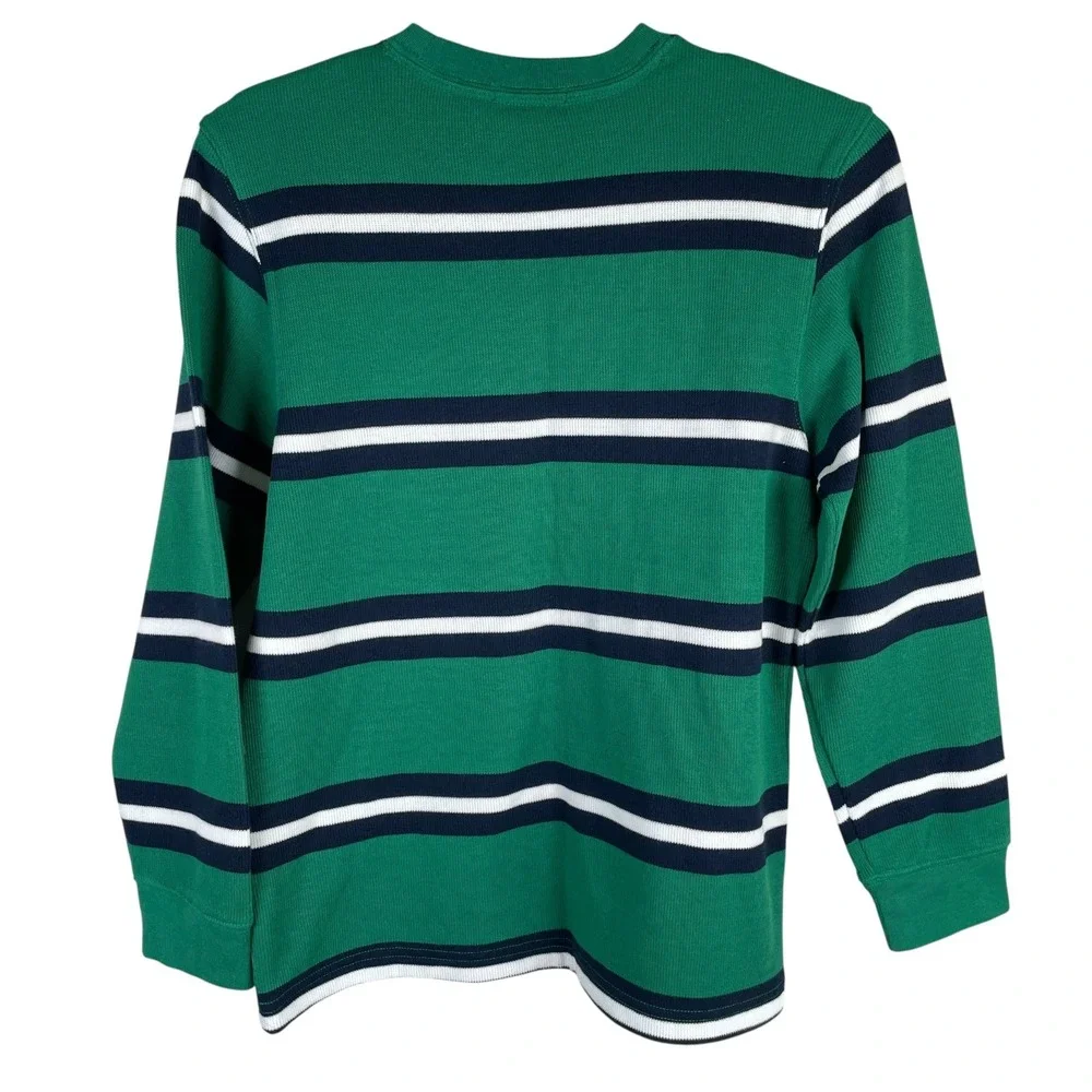 New Gap Long Sleeve Crewneck Sweater Boys Kids Large 10‎ Green Striped Stretch